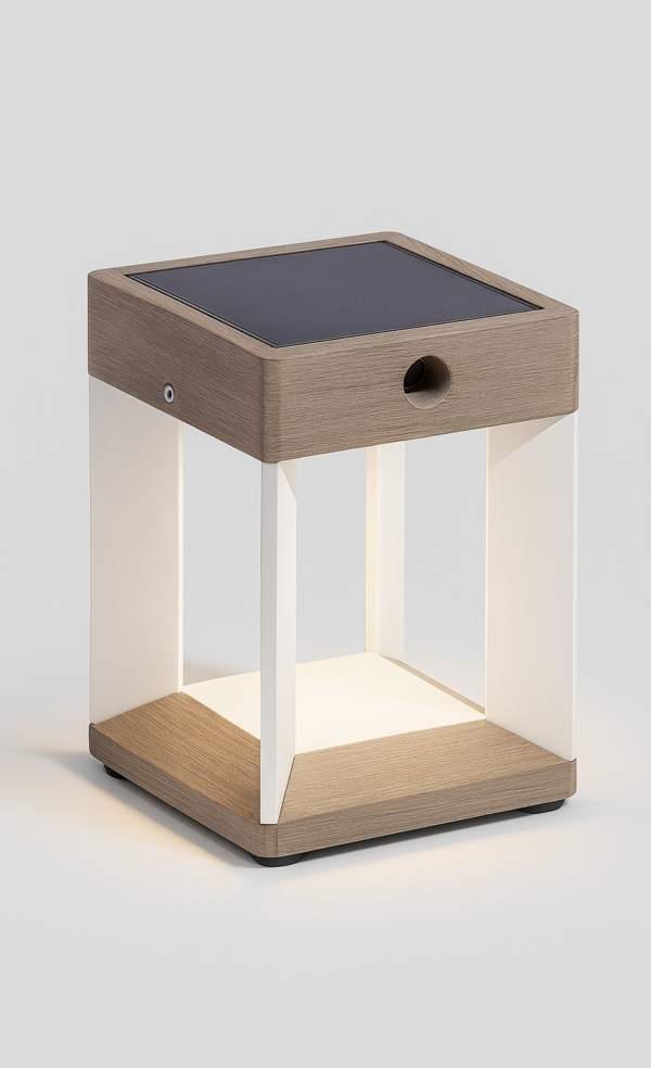 Solar tafellamp wit aluminium